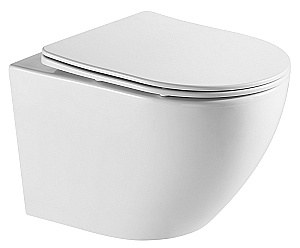 Унитаз подвесной Azario Grado AZ-0046-UQ1 белый, безободковый, с крышкой микролифт, слив торнадо купить в интернет-магазине Sanbest