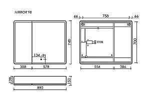 Зеркальный шкаф Sancos Mirror MI90EG дуб галифакс натуральный купить в интернет-магазине сантехники Sanbest