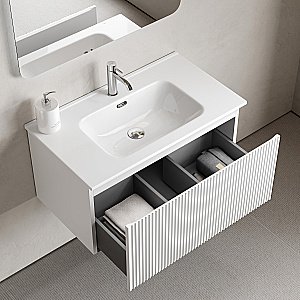 Тумба с раковиной Sancos Snob R 1.0 SNR1.080W/CN7005 Bianco для ванной в интернет-магазине Sanbest