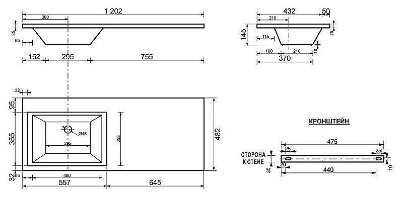 Тумба с раковиной Style Line ВаЛеРо 60/120 для ванной в интернет-магазине Sanbest