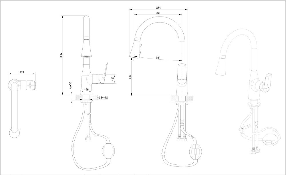 Смеситель для кухни Bravat RHEIN F7460564CP-ENG хром купить в интернет-магазине сантехники Sanbest