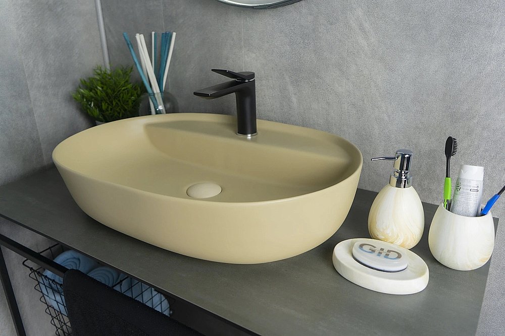 Раковина накладная Gid Lago 61 Sr1346 53343 капучино матовая купить в интернет-магазине Sanbest