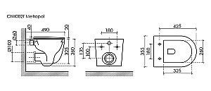 Унитаз подвесной Ceramica Nova Metropol CN4002TMB черный матовый, с крышкой микролифт, безободковый, слив-торнадо купить в интернет-магазине Sanbest