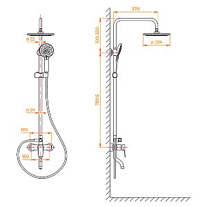 Душевая система RGW Shower Panels SP-25-B Черный купить в интернет-магазине сантехники Sanbest
