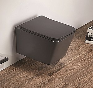 Унитаз подвесной CeramaLux 5170MDH серый матовый, безободковый, с крышкой микролифт купить в интернет-магазине Sanbest