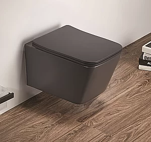 Унитаз подвесной CeramaLux 5170MDH серый матовый, безободковый, с крышкой микролифт купить в интернет-магазине Sanbest