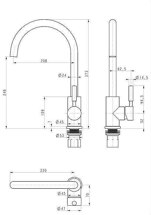 Смеситель для кухни Paulmark Holstein Ho212063-328 Бежевый, хром купить в интернет-магазине сантехники Sanbest