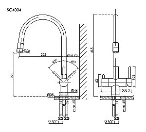 Смеситель для кухни Sancos Lucia SC4004MB черный матовый купить в интернет-магазине сантехники Sanbest
