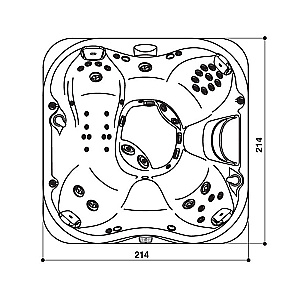 Минибассейн Jacuzzi SPA J335 214х214 ClearRay PRO3TECT+Ozone, подсветка IR и Red, cтерео, Platinum/панель Brushed Gray купить в интернет-магазине Sanbest