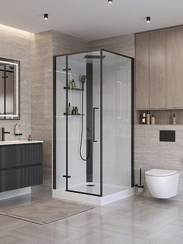 Душевая кабина BelBagno UNO-CAB-A-1-NERO 90x90 стекло прозрачное/профиль черный матовый купить в интернет-магазине Sanbest
