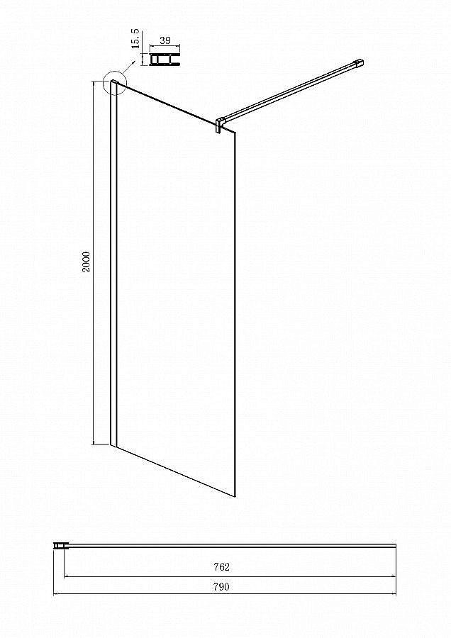 Душевое ограждение Ambassador Walk-in 15034129 80 купить в интернет-магазине Sanbest