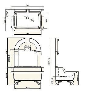 Раковина напольная Migliore Olivia Zampa 84 26262 с панелью и лапами, хром купить в интернет-магазине Sanbest