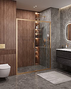 Душевая дверь Cezares MOLVENO-BF-1-140-C-BORO-IV брашированное золото купить в интернет-магазине Sanbest