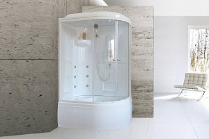 Душевая кабина Royal Bath RB8120BK2-T 120x80 профиль белый/стекло прозрачное купить в интернет-магазине Sanbest