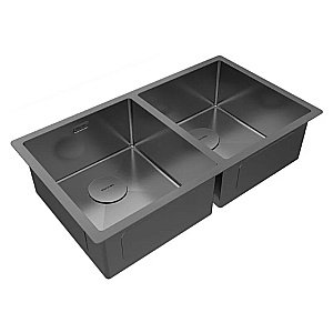 Кухонная мойка Paulmark Next 78/2S PM207844-GM вороненая сталь купить в интернет-магазине сантехники Sanbest