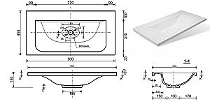 Раковина Эстет Бали 90 цвет по RAL c блестками купить в интернет-магазине Sanbest