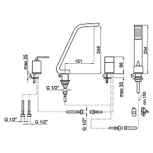 Смеситель на борт ванны Webert Wolo WO850701564 купить в интернет-магазине сантехники Sanbest