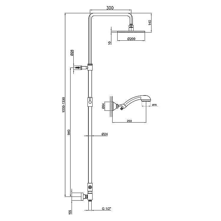 Душевая система Webert Comfort AC0729015METAL купить в интернет-магазине сантехники Sanbest