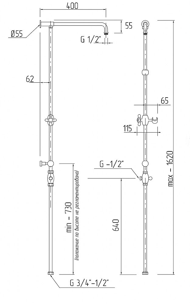 Душевая система Caprigo Parts бронза купить в интернет-магазине сантехники Sanbest