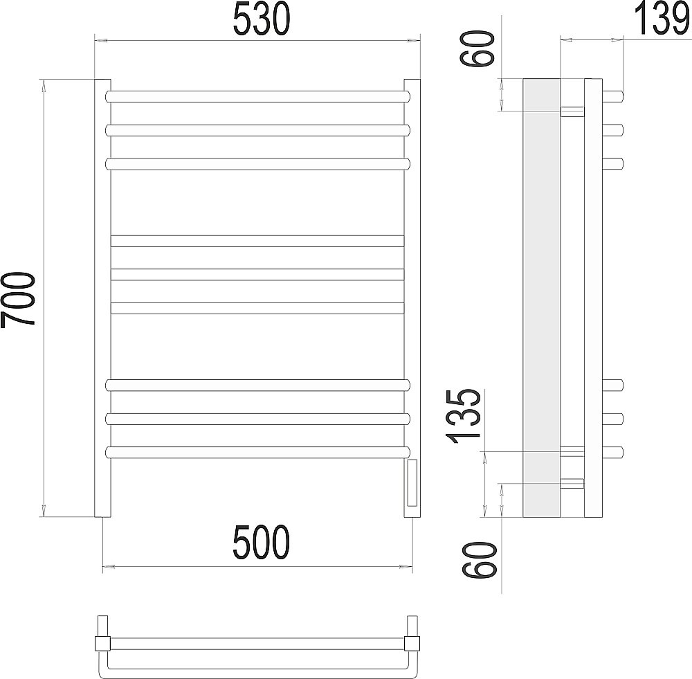 Полотенцесушитель электрический Terminus Соренто П9 500х700 купить в интернет-магазине сантехники Sanbest