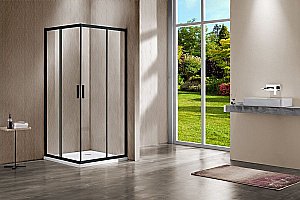 Душевой уголок Vincea Garda VSS-1G1112CLB 120x110 стекло прозрачное/профиль черный купить в интернет-магазине Sanbest