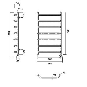 Полотенцесушитель электрический Domoterm Лаура П7 500x700 E хром купить в интернет-магазине сантехники Sanbest