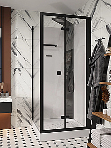 Душевая кабина Ceruttispa BELLA 11100 стекло прозрачное/профиль черный матовый купить в интернет-магазине Sanbest