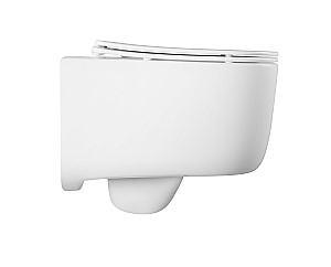 Унитаз подвесной Aquatek ЛУГАНО AQ2002-00+INS-0000012+KDI-0000020+KKI-0000002 белый, безободковый, с крышкой микролифт, с инсталляцией и черной матовой кнопкой купить в интернет-магазине Sanbest