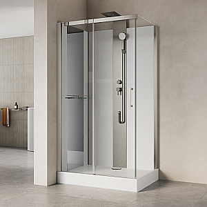 Душевая кабина Black&White Galaxy 110х80 8708000N с гидромассажем, стекло прозрачное/профиль брашированный никель купить в интернет-магазине Sanbest