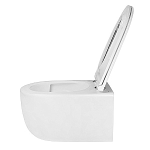 Унитаз подвесной Azario Nata AZ-5102T-WHT белый, безободковый, с крышкой микролифт, слив торнадо купить в интернет-магазине Sanbest