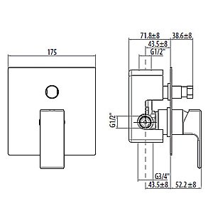Смеситель для душа Gattoni Kubik 2534/25C0.CH купить в интернет-магазине сантехники Sanbest
