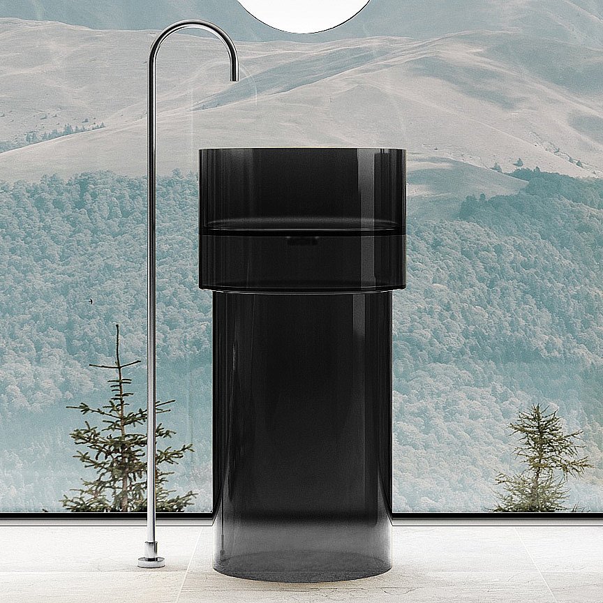 Раковина отдельностоящая прозрачная ABBER Kristall AT2701Onyx-H черная купить в интернет-магазине Sanbest