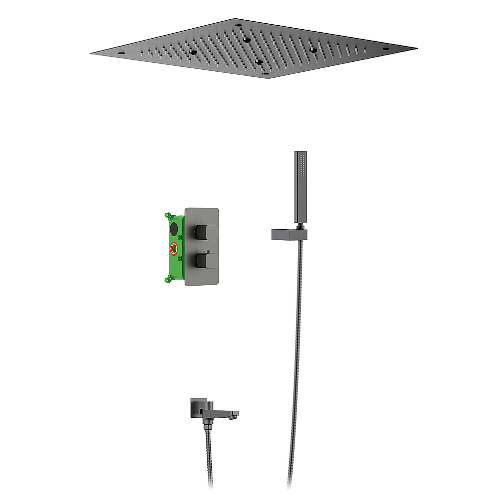 Душевая система встроенная с термостатом Timo Petruma SX-5019/18SM черное золото матовое купить в интернет-магазине сантехники Sanbest