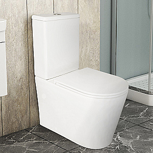 Унитаз напольный Azario Conto AZ-T005BR белый, безободковый, с бачком, с крышкой микролифт, слив торнадо купить в интернет-магазине Sanbest