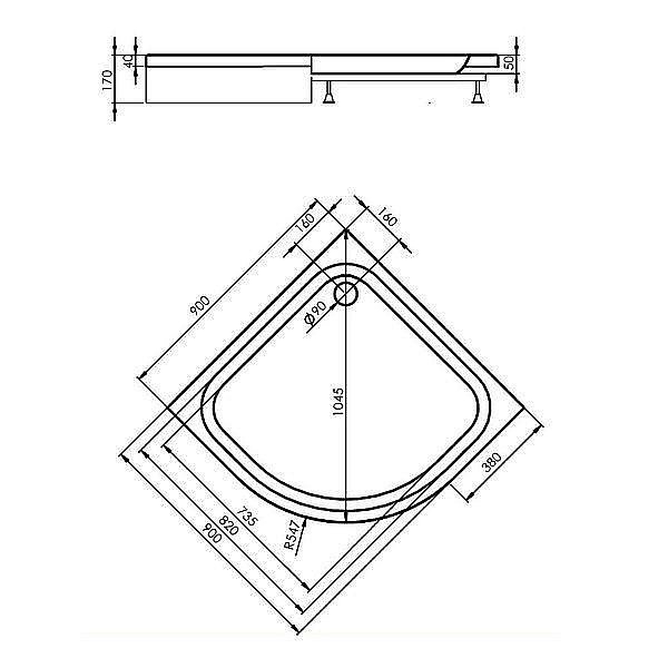 Душевой поддон Alex Baitler 90 AB9017D-1 белый купить в интернет-магазине Sanbest