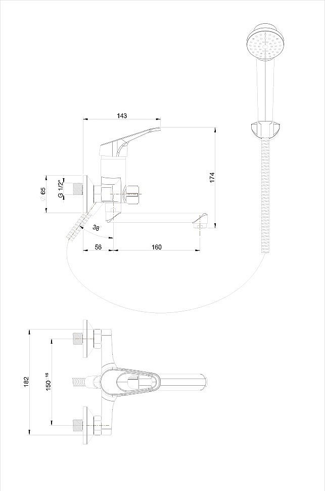 Смеситель для ванны Paini Fortis 06CR112LM хром купить в интернет-магазине сантехники Sanbest