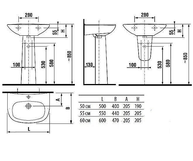 Раковина с полупьедесталом Jika Zeta 50 купить в интернет-магазине Sanbest