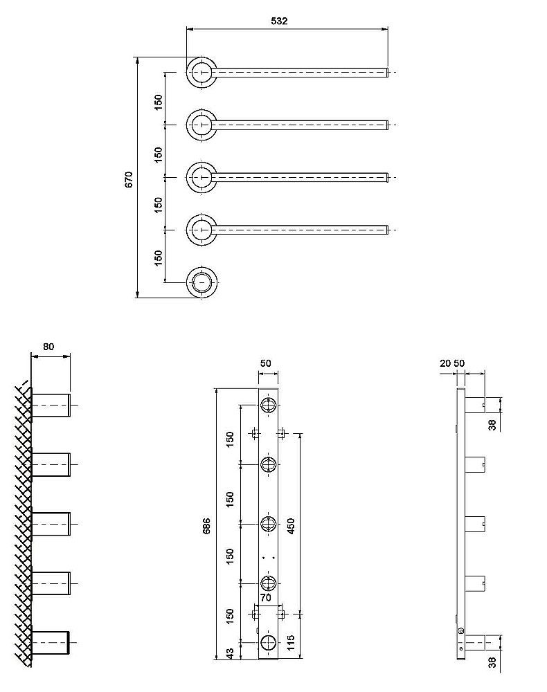 Полотенцесушитель электрический Vincea VTD-2H1MB черный, таймер купить в интернет-магазине сантехники Sanbest