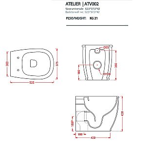 Унитаз приставной Artceram ATELIER ATV002 33 00 розовый матовый купить в интернет-магазине Sanbest