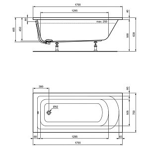 Акриловая ванна Ideal Standard Hotline 170x75 купить в интернет-магазине Sanbest