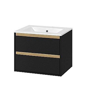 Тумба с раковиной Excellent TUTO MLEX.0103.800.BKBL 80 черный матовый/дуб для ванной в интернет-магазине Sanbest