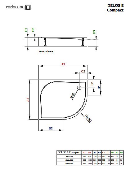 Душевой поддон Radaway Delos E Compact 100x80 SDE1080-05 белый купить в интернет-магазине Sanbest