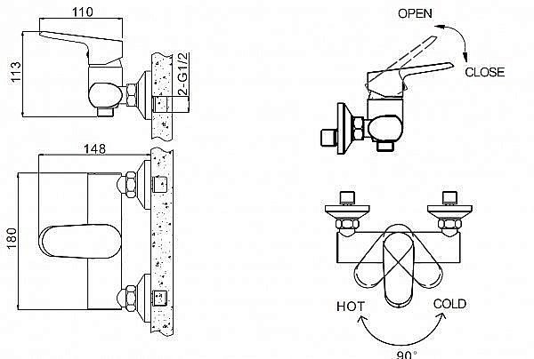 Смеситель для душа BRAVAT Pure F9105161C-01 купить в интернет-магазине сантехники Sanbest