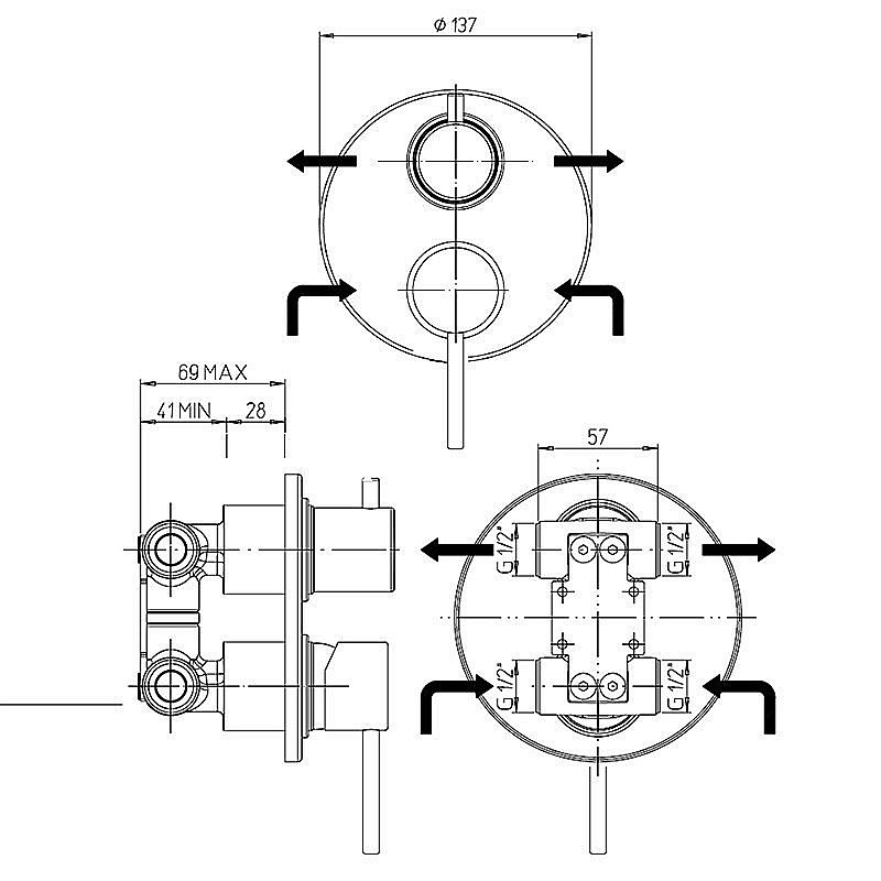 Душевая система PAINI Cox 78PJSET26911SH золото матовое купить в интернет-магазине сантехники Sanbest