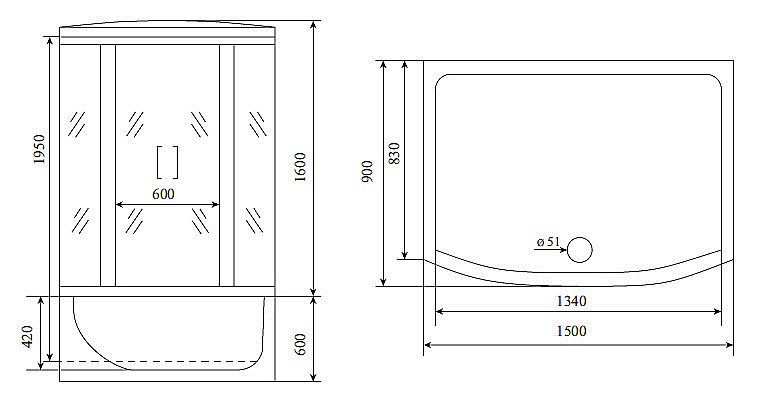 Душевой бокс Timo LUX T 7750 150x90 купить в интернет-магазине Sanbest