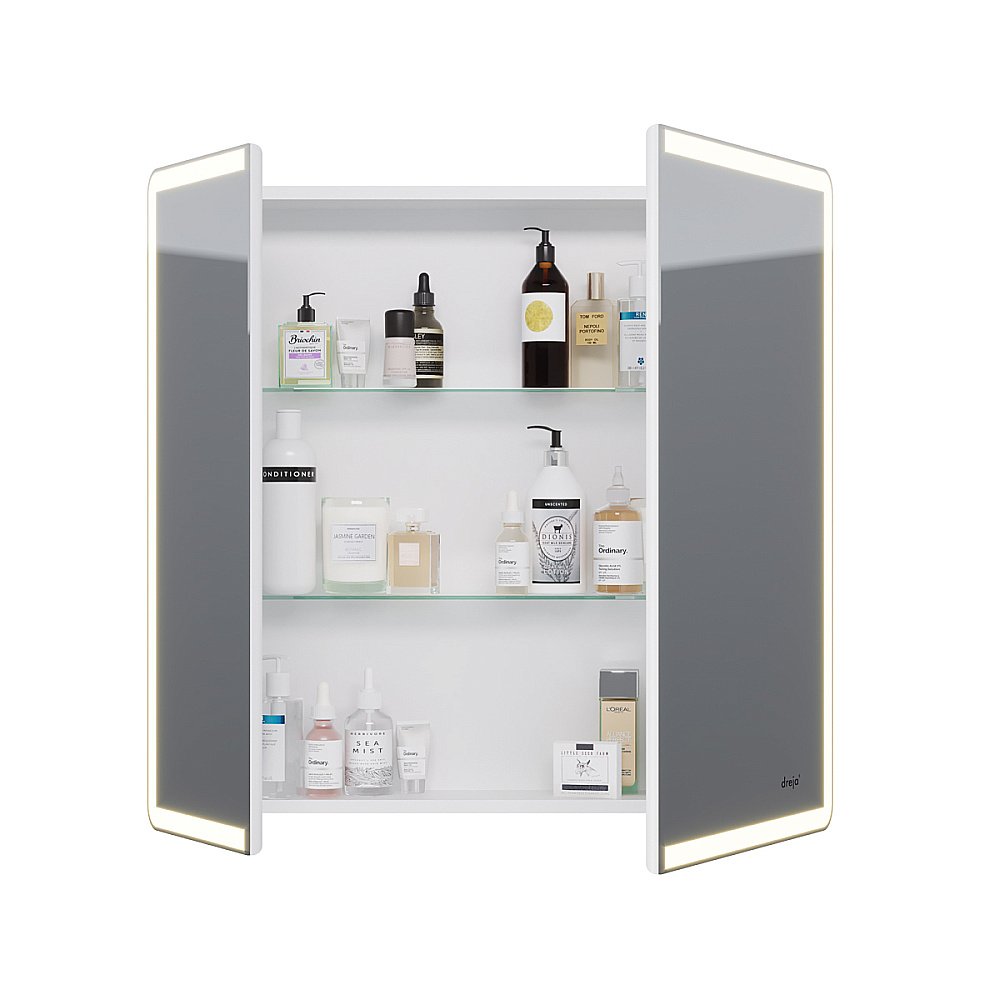 Шкаф зеркальный c LED-подсветкой Dreja POINT 80x90 белый купить в интернет-магазине сантехники Sanbest