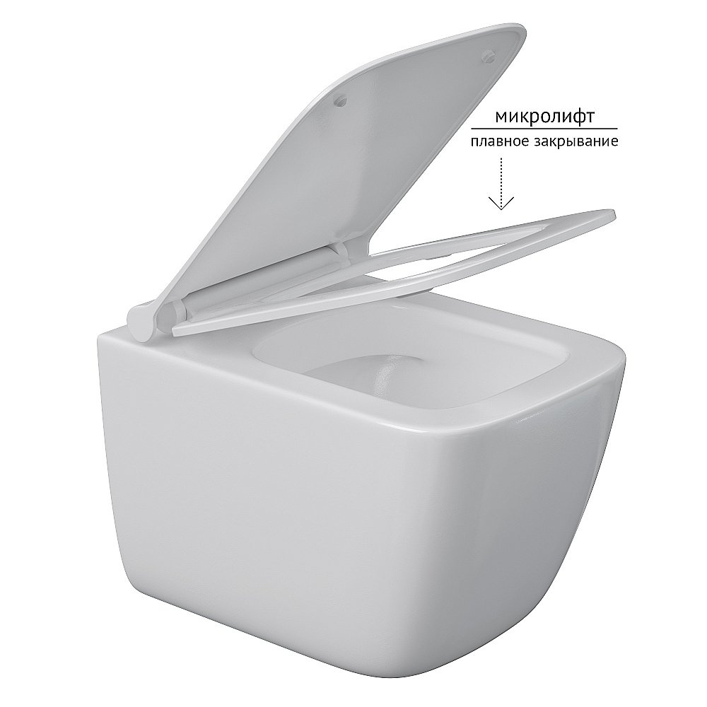 Унитаз подвесной  BERGES QUATTRO S 082149 безободковый, с крышкой микролифт купить в интернет-магазине Sanbest