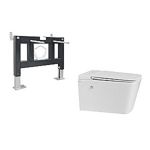 Унитаз подвесной Abber Rechteck AC1202P-AC0101P белый, с крышкой микролифт, с инсталляцией купить в интернет-магазине Sanbest