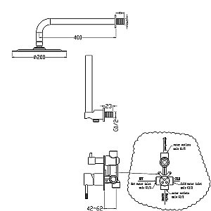 Душевая система Boheme Uno 464-MG матовое золото купить в интернет-магазине сантехники Sanbest