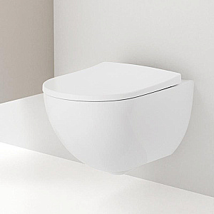 Унитаз подвесной Geberit Acanto Rimfree 500.684.00.1 безободковый, с форсункой биде, с крышкой микролифт, белый купить в интернет-магазине Sanbest